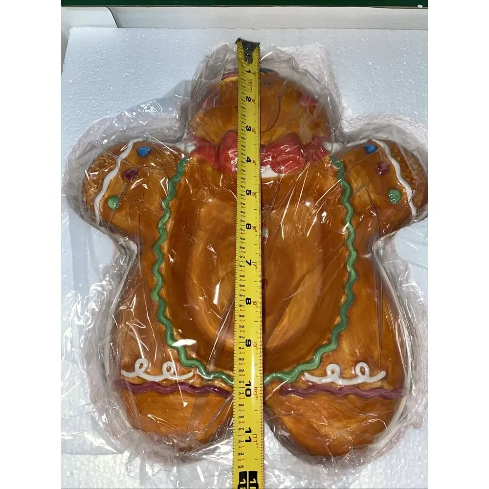 VTG Dillards Pottery Hand Painted Gingerbread Platter Christmas Serving Dish NEW